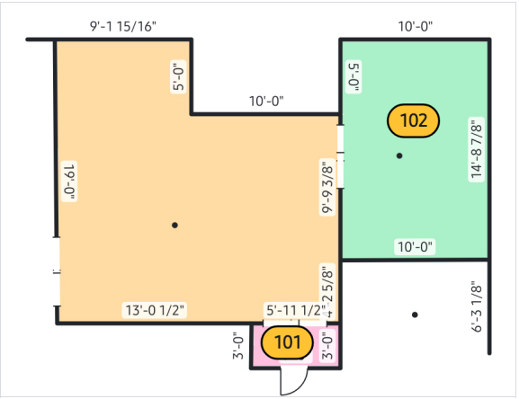 A level plan drawn in the app with its spaces tagged by number